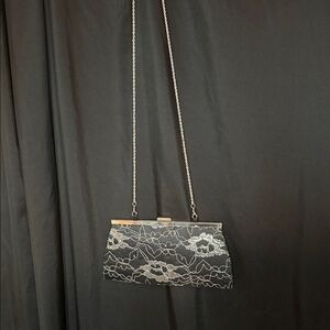 Target Black Lace Clutch with Silver Chain